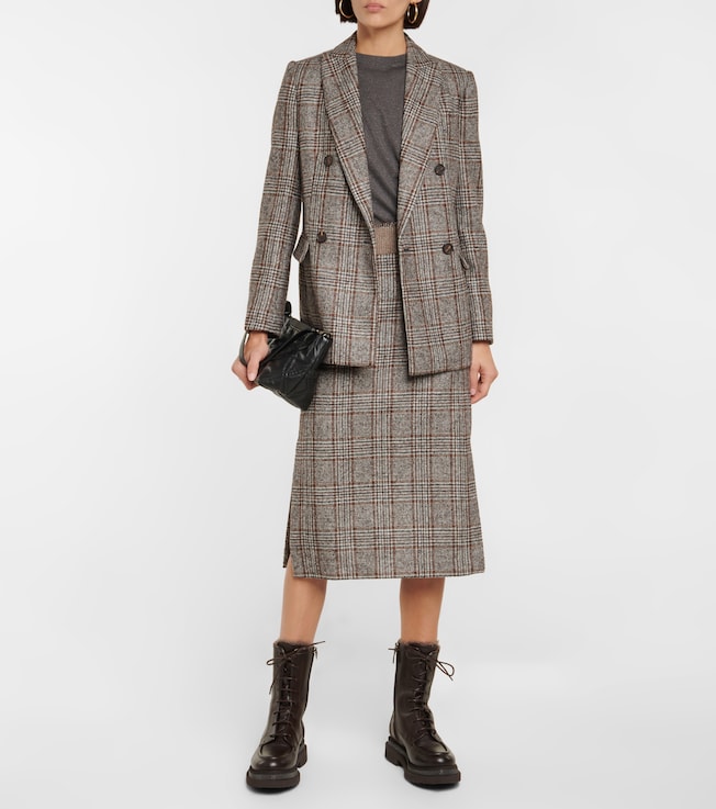 Brunello Cucinelli Double-breasted wool-blend blazer