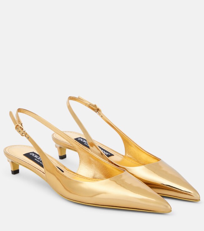 Dolce&Gabbana Metallic patent leather slingback pumps