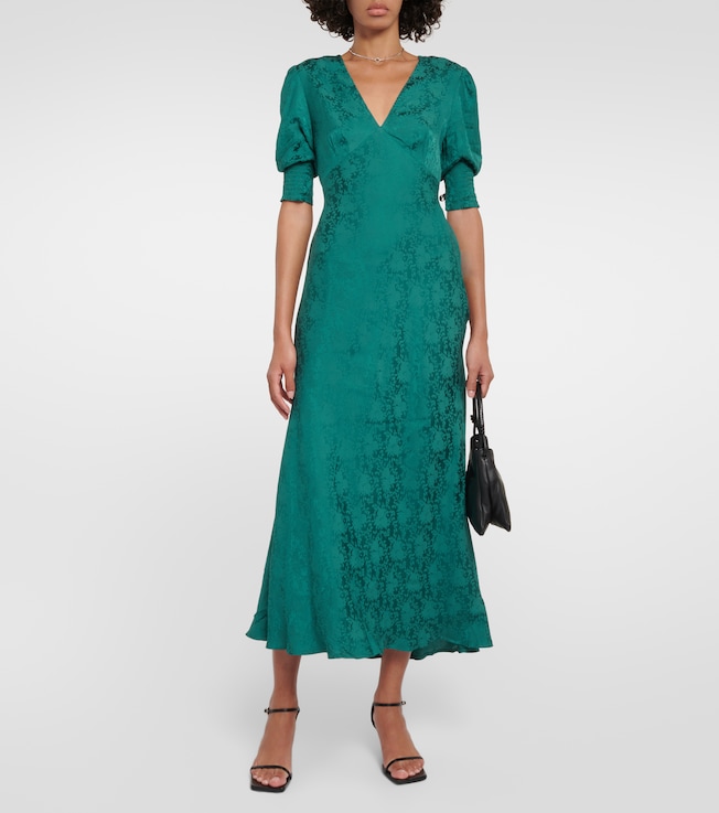 RIXO Zadie floral jacquard crêpe midi dress
