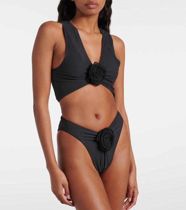 Same Floral-appliqué high-rise bikini bottoms