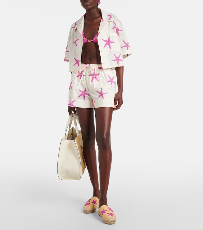 Valentino Starfish cropped cotton poplin shirt