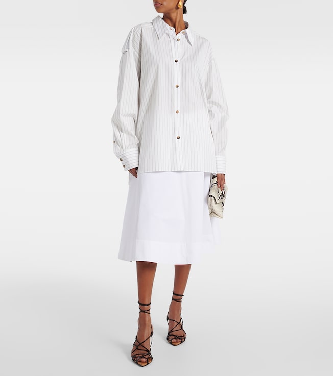 KHAITE Tamal pinstriped oversized cotton shirt