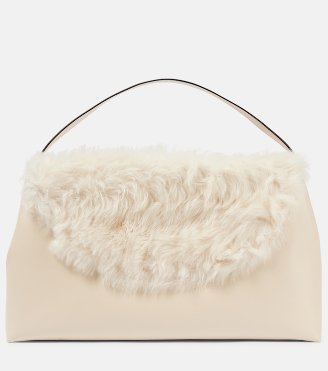 TOTEME T-Lock Large shearling-trimmed shoulder bag