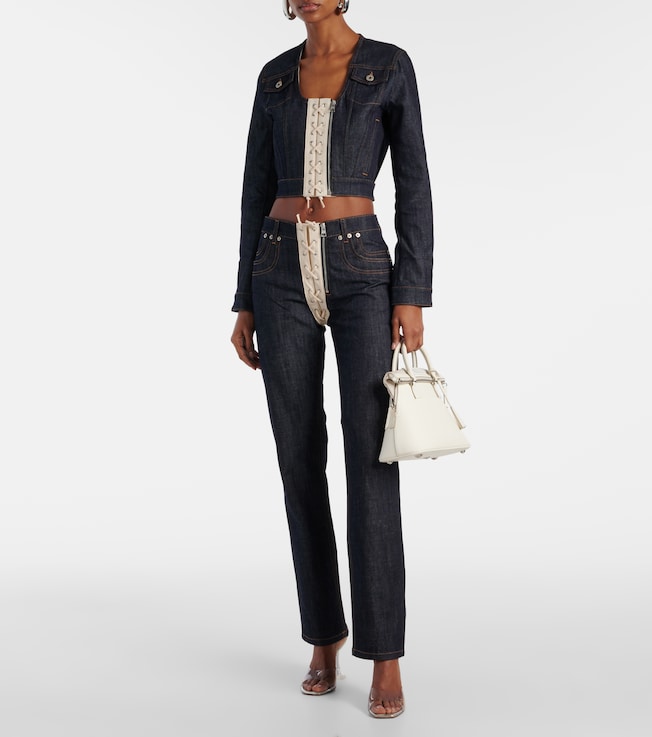 Jean Paul Gaultier Lace-up cropped denim jacket