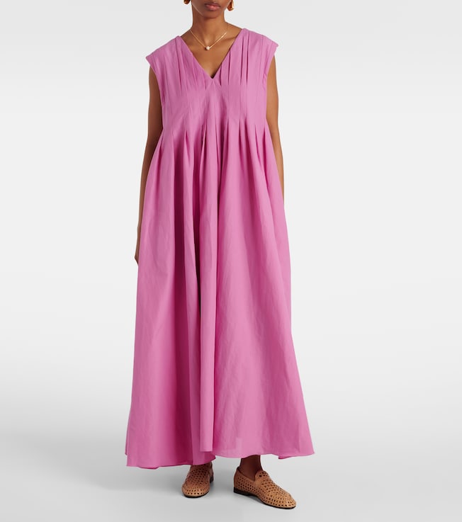 S Max Mara Piega ramie and cotton pleated maxi dress