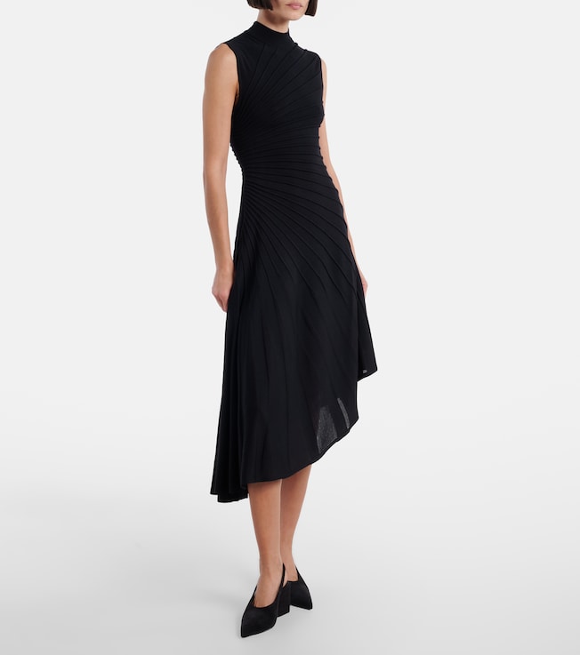 Alaïa Asymmetric virgin wool midi dress