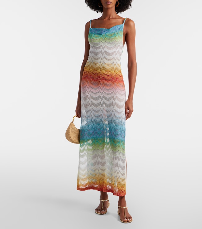 Missoni Open-knit lamé maxi dress