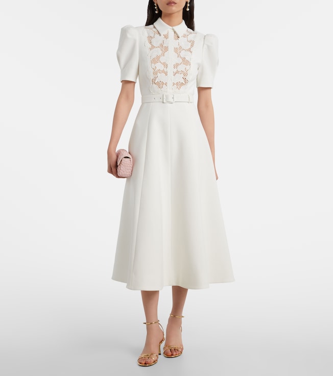 Rebecca Vallance Parrish belted lace-trimmed midi dress