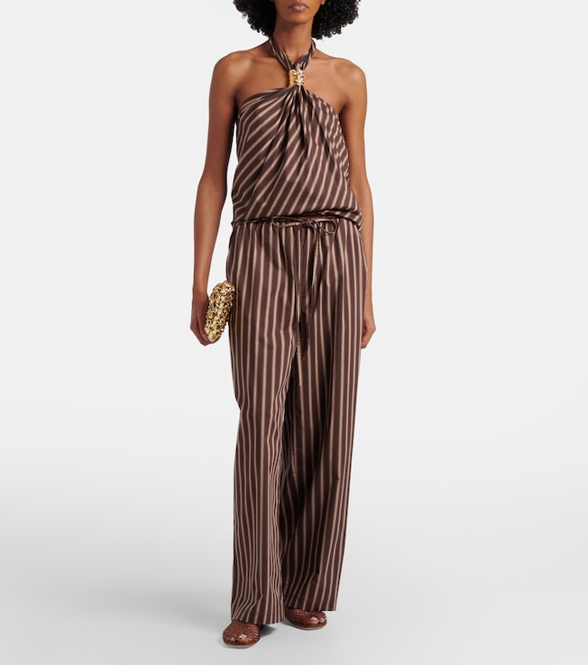 Jacques Wei Striped cotton-blend wide-leg pants