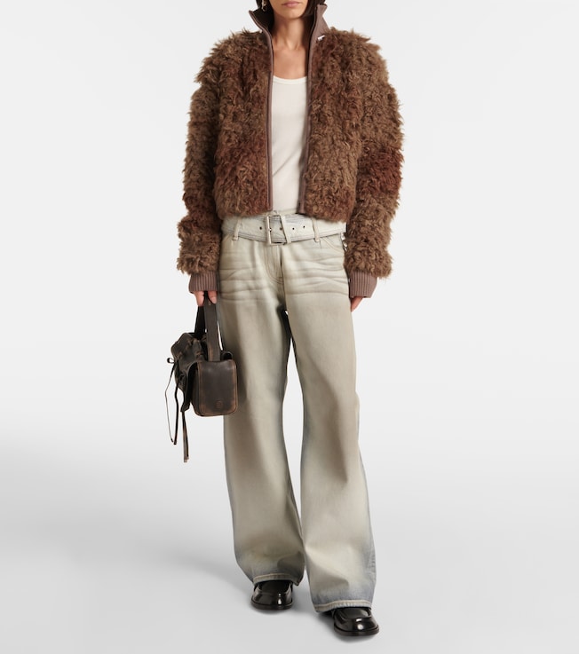 Acne Studios Low-rise coated denim wide-leg pants