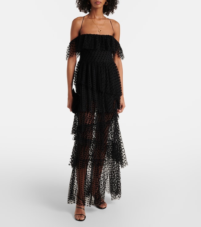 Alexandra Miro Carmen tiered tulle maxi dress