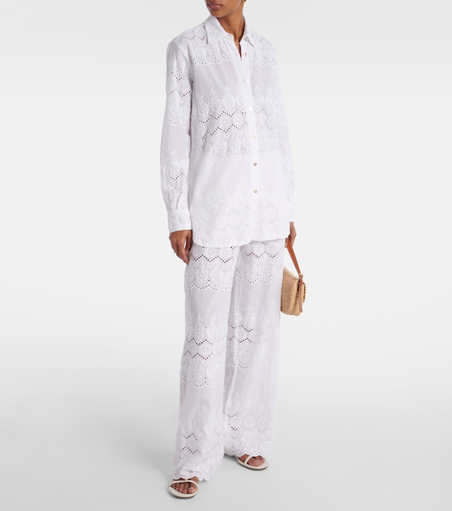 Melissa Odabash Immy broderie anglaise cotton wide-leg pants