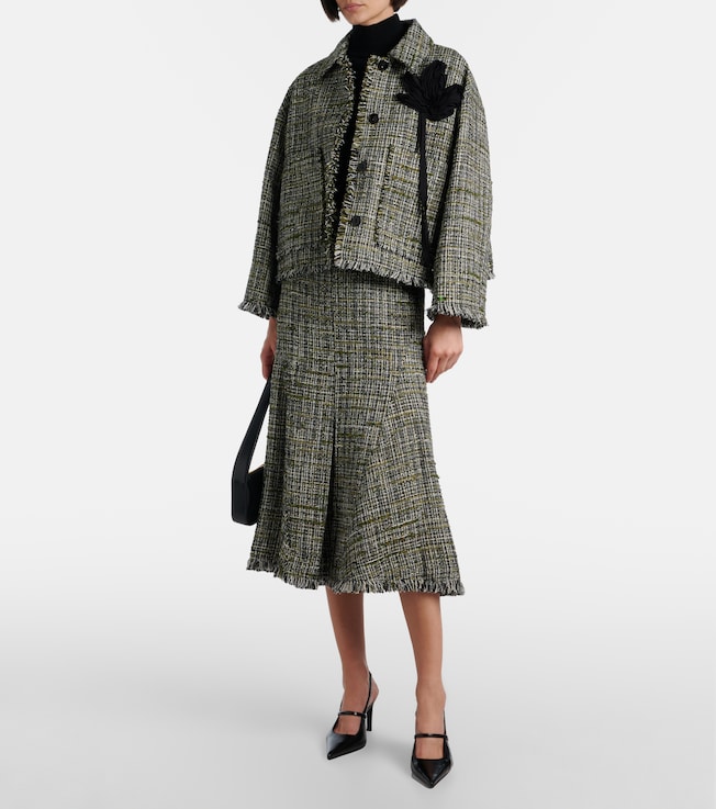 Erdem Floral-appliqué tweed jacket