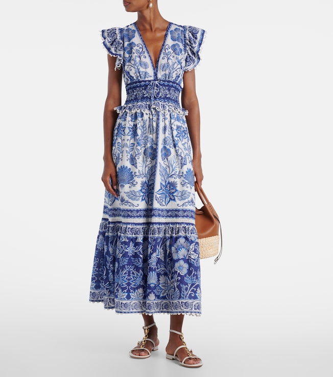 FARM Rio Floral tiered cotton maxi dress
