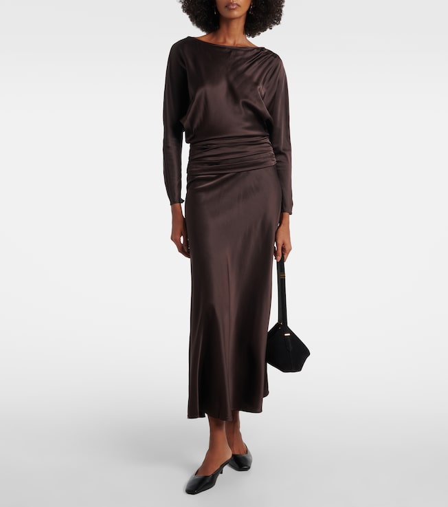 Staud Freda ruched silk-blend gown