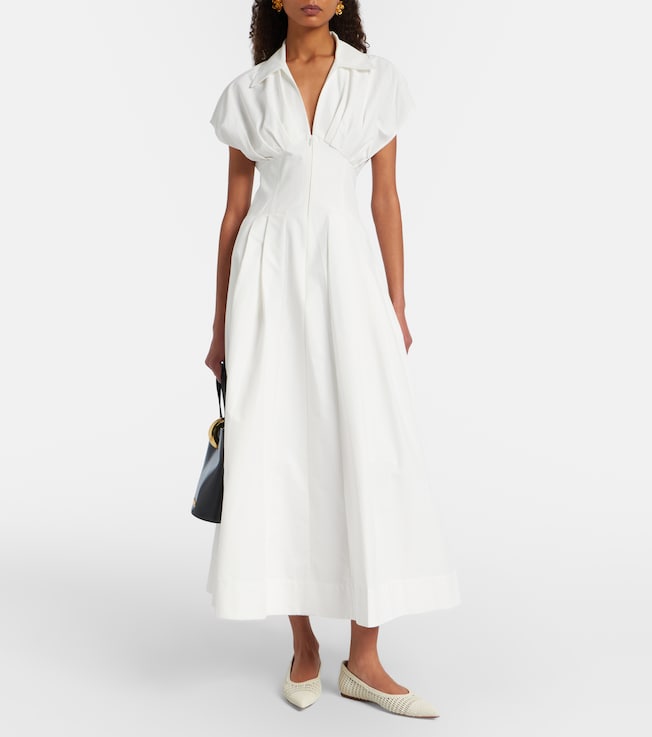 SIMKHAI Cotton-blend poplin midi dress