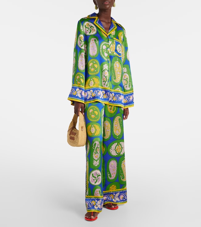 Alémais Printed silk satin shirt
