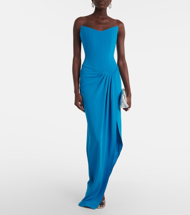 Alex Perry Draped crêpe corset gown