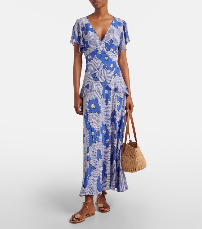 RIXO Evie floral silk maxi dress