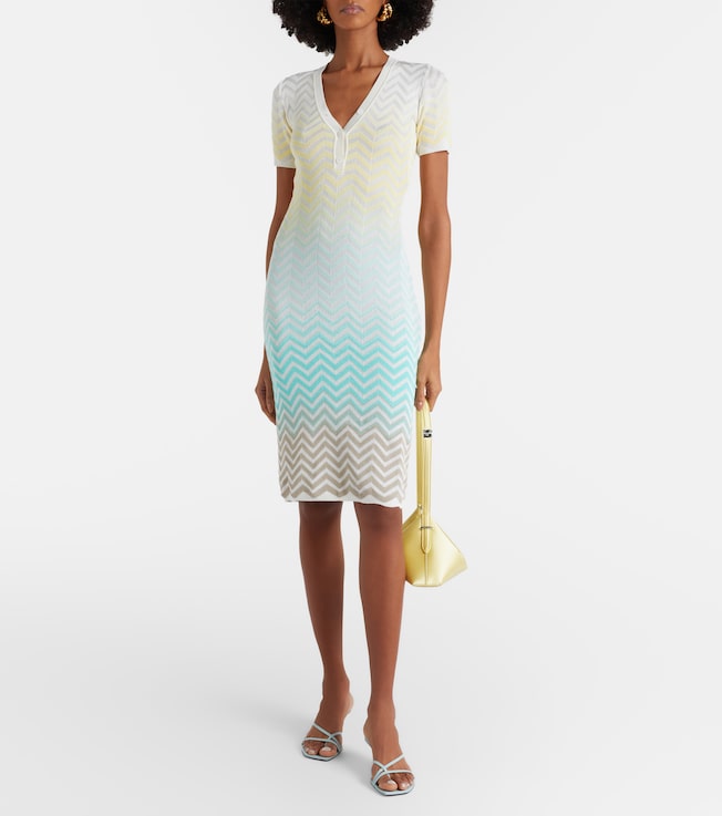 Missoni Zigzag knitted cotton-blend midi dress