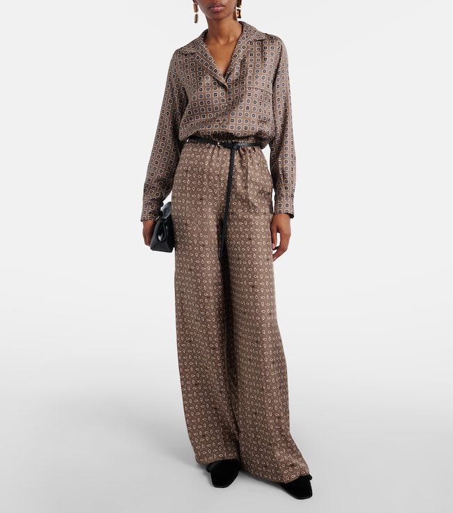 Max Mara Vischio printed silk satin wide-leg pants