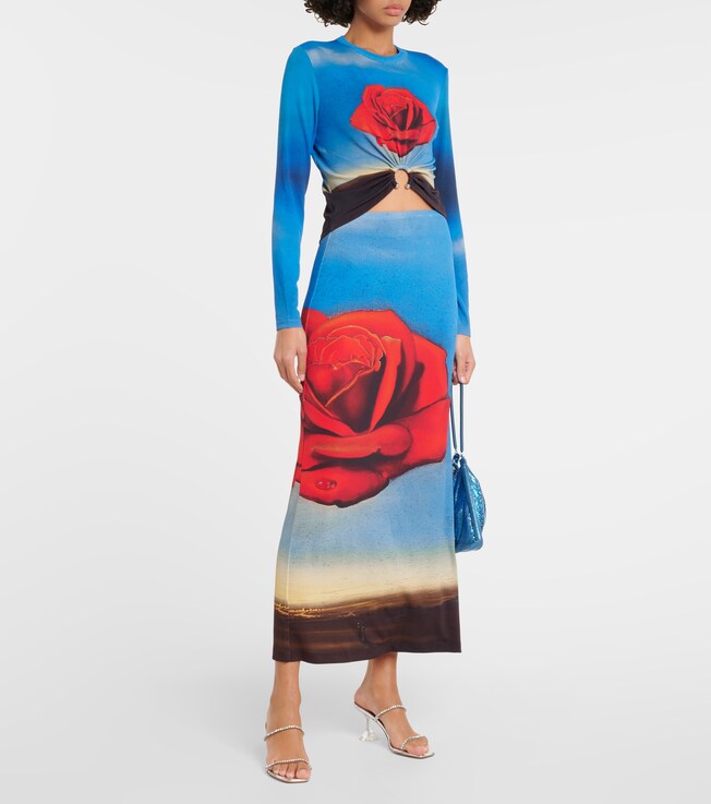 Bedruckter Maxirock Dali's Sun-table aus Jersey | Rabanne