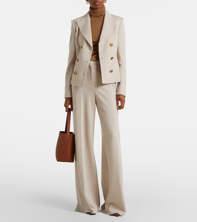 Max Mara Corea cotton and wool jersey wide-leg pants