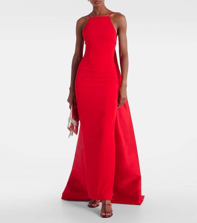 Solace London Ulla caped crêpe and satin gown 