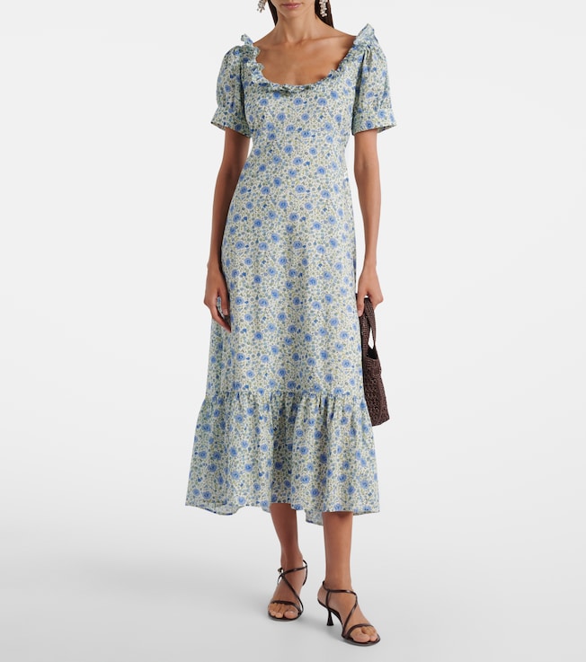 RIXO Sorana floral ruffled cotton midi dress