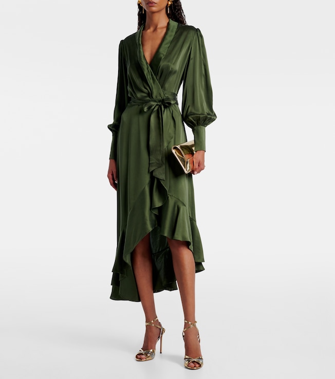 Zimmermann Asymmetric silk satin wrap dress