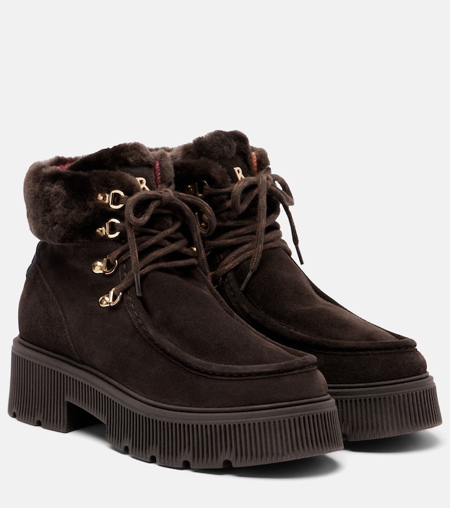 BOGNER Turin shearling-trimmed suede lace-up boots