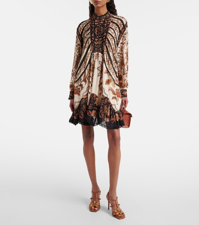 FARM Rio Floral lace-trimmed minidress