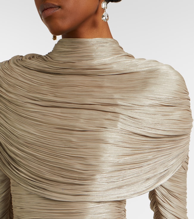 MARMAR HALIM Marmar Halim Pleated taffeta turtleneck gown