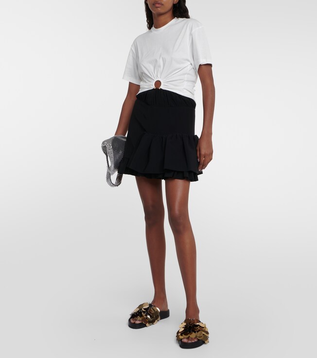 Rabanne Embellished cotton jersey crop top