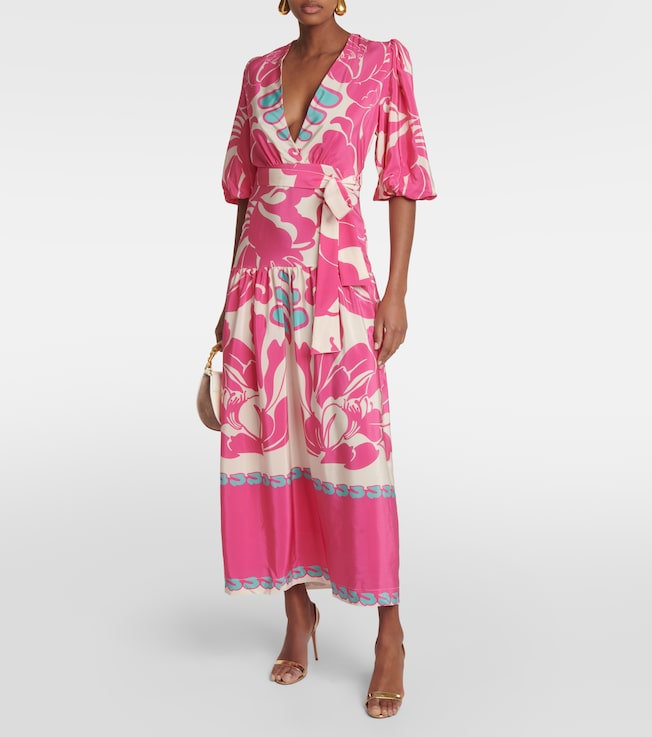 Adriana Degreas Puff-sleeve silk maxi dress