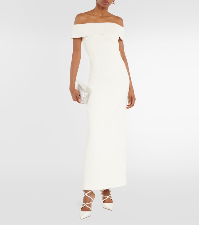 Emilia Wickstead Bridal Sandra off-shoulder crêpe midi dress