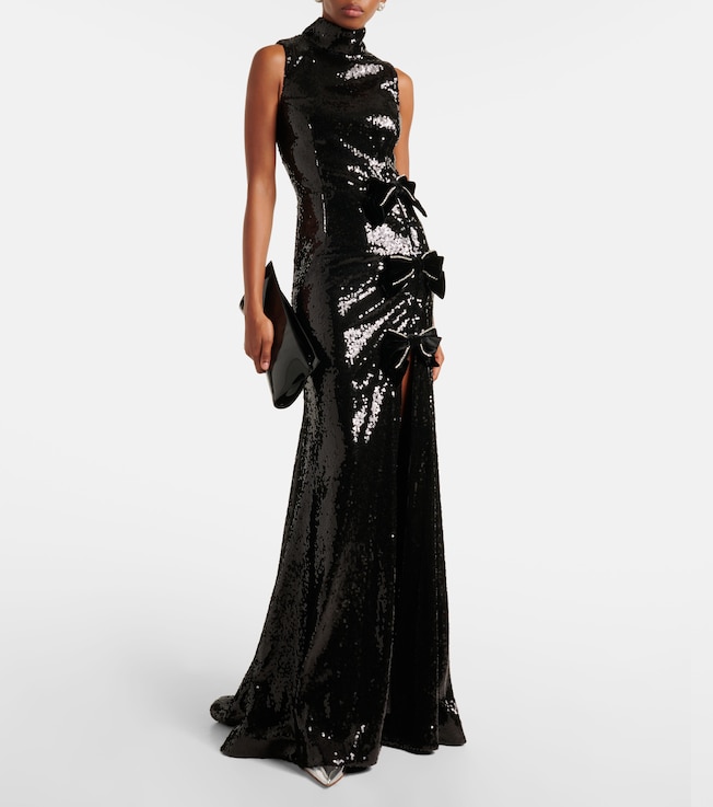Rebecca Vallance x Nicky Hilton Lena bow-detail sequined gown