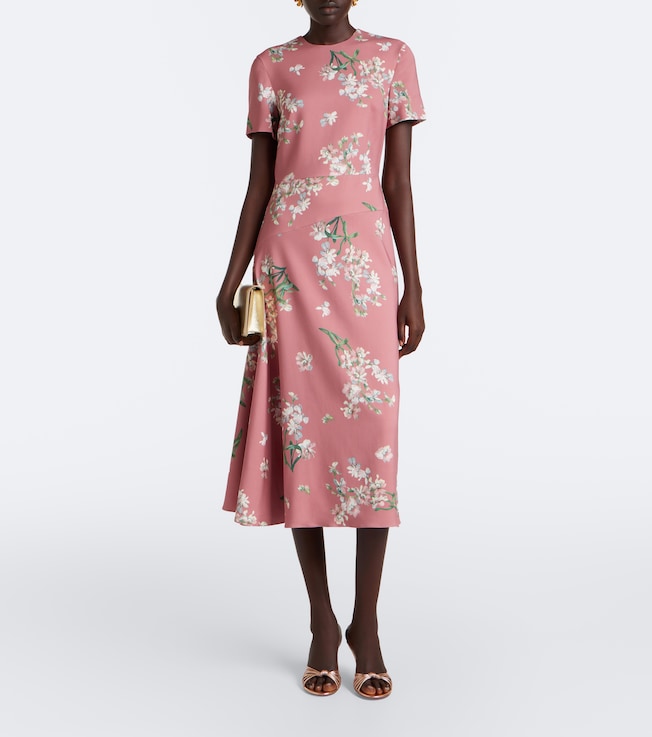 Erdem Floral asymmetric floral cady midi dress