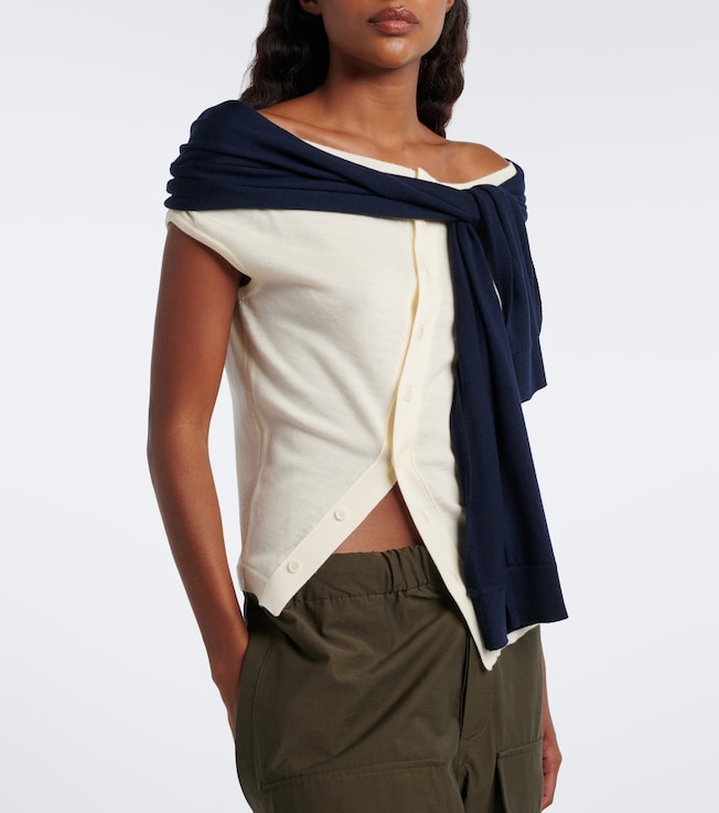 Jw Anderson Layered off-shoulder wool top