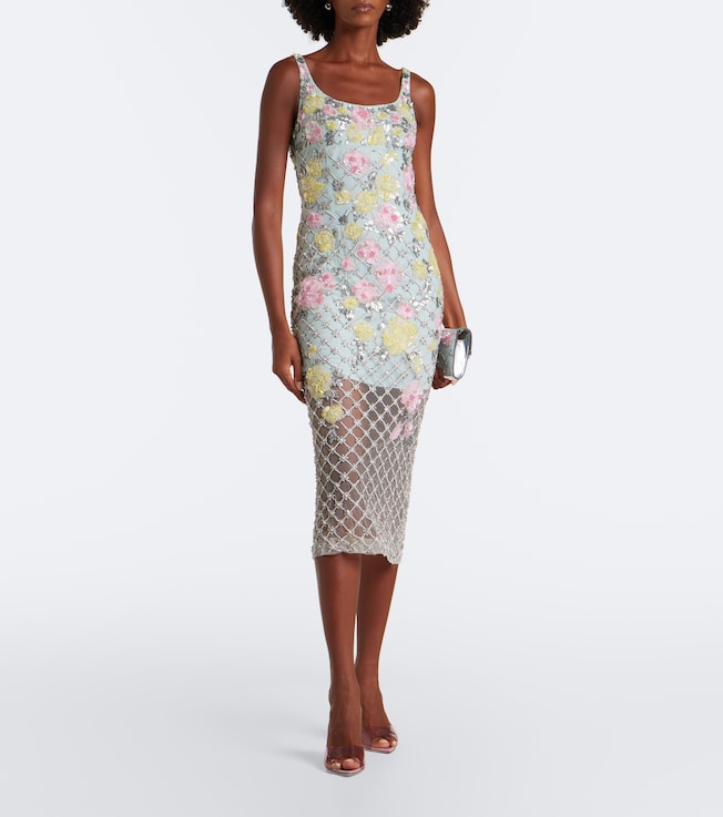 LA FUORI Celeste Jardin embellished midi dress