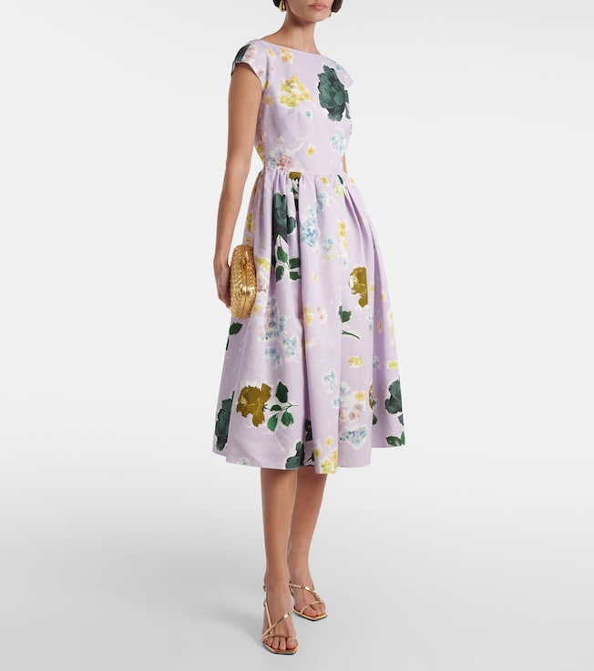 Erdem Floral cotton-blend faille midi dress