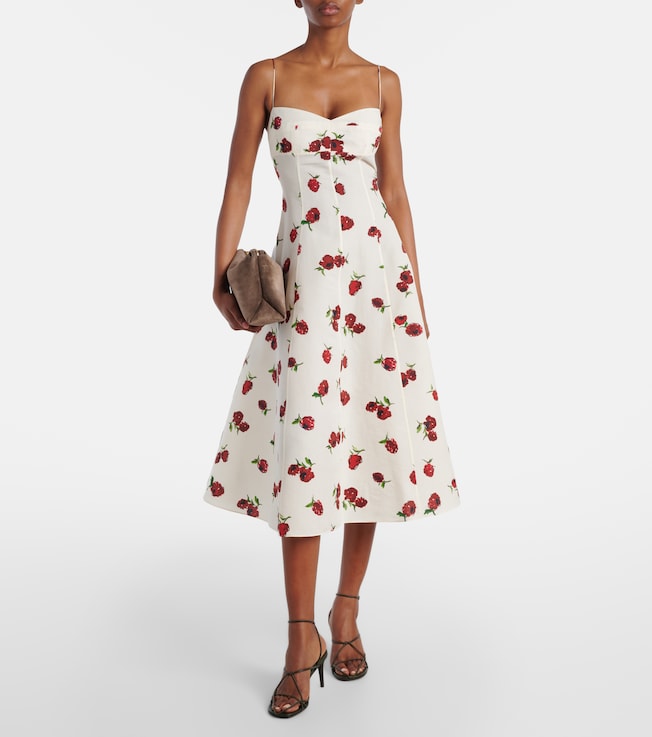 KHAITE Isabella printed silk and cotton midi dress