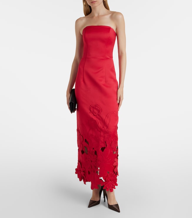 LEO LIN Rayna floral-appliqué maxi dress
