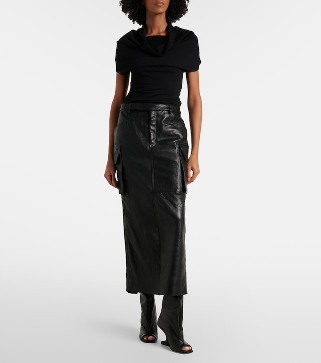 Rick Owens Firbanks leather midi skirt
