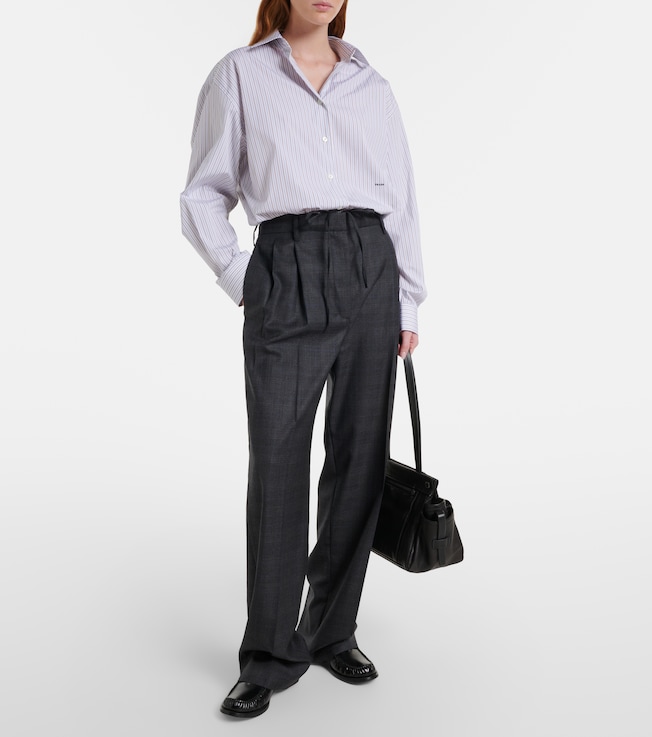 Prada Checked wool wide-leg pants