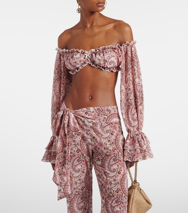 Bananhot Elma off-shoulder paisley crop top