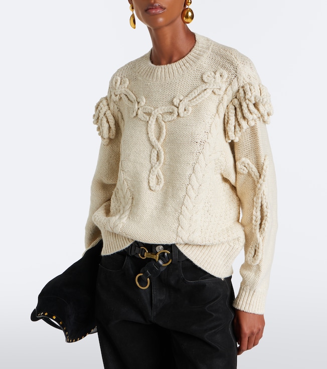 Marant Étoile Katria cable-knit fringed wool-blend sweater