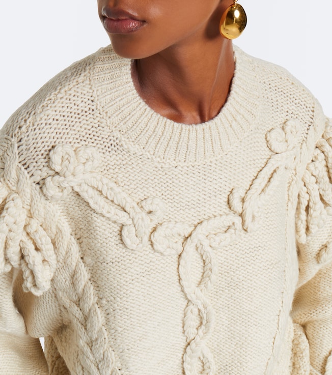 Marant Étoile Marant Etoile Katria cable-knit fringed wool-blend sweater