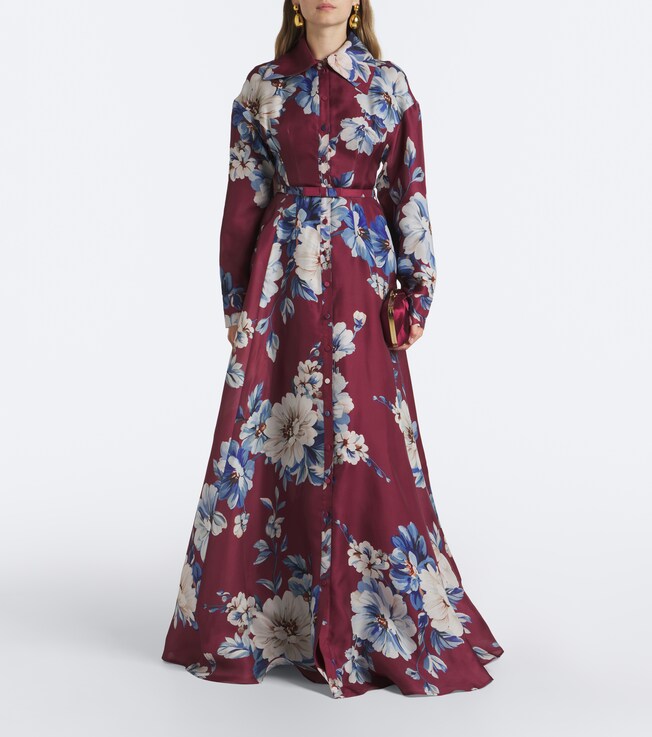 LEO LIN Josephine belted floral silk gown