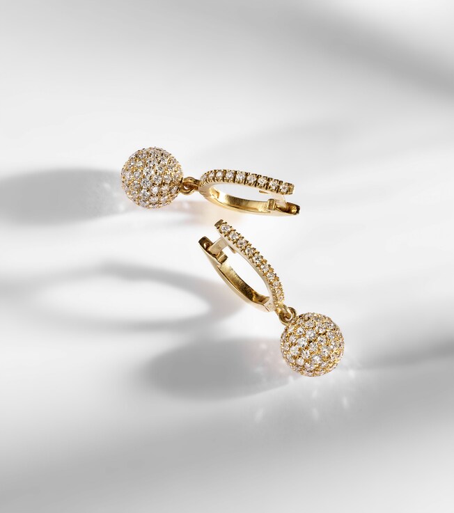 Ohrringe Ball aus 18kt Gelbgold mit Diamanten | Ileana Makri